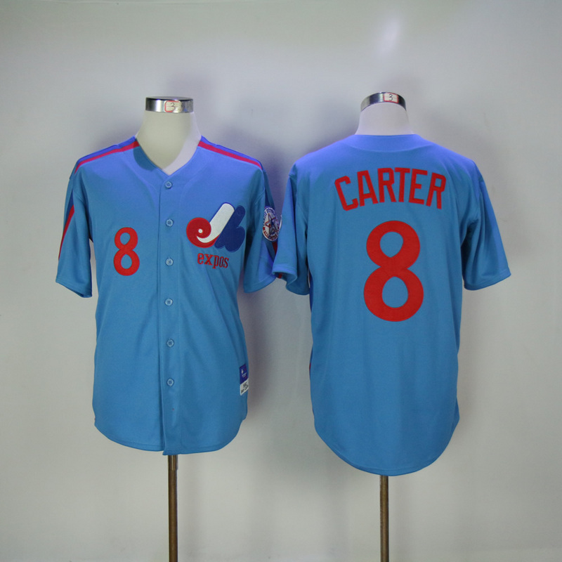 2017 MLB Montreal Expos #8 Carter Blue Throwback Jerseys->more jerseys->MLB Jersey